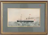 E. Wessen, The Paddle Steamer 'Newport' Off Coast, pencil & watercolour on paper