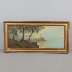 Gustave Maincent, Adriatic Coastal Scene, Probably North Italy, oil on canvas