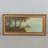 Gustave Maincent, Adriatic Coastal Scene, Probably North Italy, oil on canvas