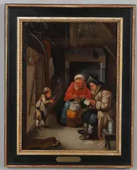 David Ryckaert III, Interior Scene With Figures, oil on board