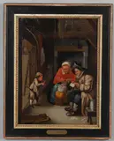 David Ryckaert III, Interior Scene With Figures, oil on board