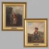 David Monies, Studies Of Peasant Children, A Pair, Oil on canvas laid onto board