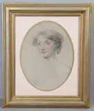 Margaret Sarah Carpenter, Portrait Of Mary Moulton-Barrett, Pencil & coloured crayon