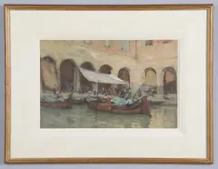 Terrick Williams, 'The Rialto Fruit Market, Venice', pencil