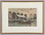 Terrick Williams, 'The Rialto Fruit Market, Venice', pencil