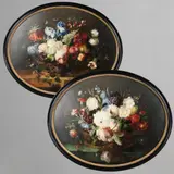 Jean-Baptiste Robie, Still Life Of Mixed Flowers And A Companion Painting, oil on canvas