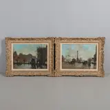 Octave Guilbert, La Bastille Vue Du Boulevard Richard Linoir; Le Madeline O. Guilbert, A Pair (2), oil on canvas