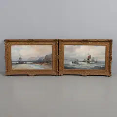 Hubert Thornley, After A Gale, Whitby; Also A Companion (2), oil on canvas