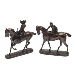 John Willis Good, 'The Whip' & 'The Huntsman', A pair of dark patinated bronze sculptures - 'Calling Hounds out of Cover'