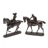 John Willis Good, 'The Whip' & 'The Huntsman', A pair of dark patinated bronze sculptures - 'Calling Hounds out of Cover'