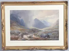 A.W. Weedon, Sunshine And Showers, watercolour & gouache with scratching out