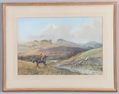 Lionel Edwards, The West Percy Hunt, Northumberland, Pencil