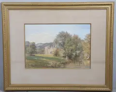 Caleb Robert Stanley, Titsey Place, Surrey, watercolour & gouache with scratching out