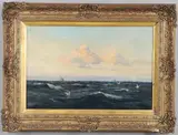 John Fraser, Distant Sailing Craft On A Choppy Sea