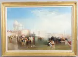 Francis Moltino, The Grand Canal Venice, With Gondolas And Figures, Oil on canvas