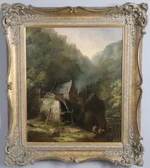 A Slate Mine In North Wales With Fisherman In The Foreground by Frederick Richard Lee, Oil on canvas, sold Oct 2025