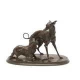 Pierre-Jules Mêne, Untitled, Bronze study of a Greyhound and Kings Charles Spaniel