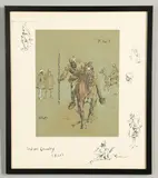 Snaffles - After Charles Johnson Payne, - Indian Cavalry, A colour print with black and white vignettes to the mount