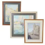 Arthur Henry Knighton-Hammond, Christ Church, Oxford; French Boats; A Group Of Women, watercolour