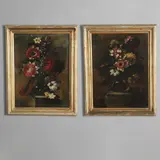 José Arellano, Still Lifes: Vase Of Flowers Upon A Plinth, oil on canvas