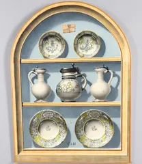 Christopher John Harrison, Tin-Glazed Pottery, oil on Masonite