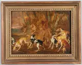 Paul de Vos, A Pack Of Hounds By A Wood, Oil on panel