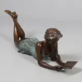 Jonathan Wylder, - Large Bronze Sculpture 'Natalie', A large bronze sculpture of a young girl reading a book