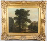 George Barret Junior, Country Scene With Figures And Cattle By A Track