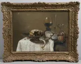 Willem Claesz. Heda, Still Life With Glassware, A Pie On A Pewter Dish, A Peeled Lemon And An Upturned Cup, Upon A Partially Draped Table