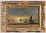 Aert van der Neer, Shipping In An Estuary At Sunset