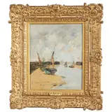 Eugène Louis Boudin, Marine, Trouville, Les Jetees, Maree Basse