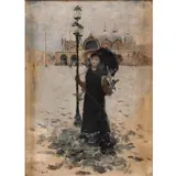 Georg Pauli, Lady With Pigeons In St Mark's Square, Venice