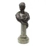 William Henry Tyler, Bronze Bust Of Queen Mary When Duchess Of York, on a spinach green marble column