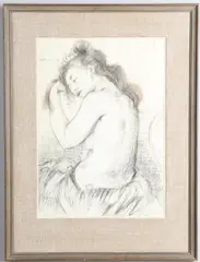 Nigel Lambourne, Seated Nude, Brushing Her Hair