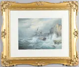 William Joy, A Stiff Onshore Breeze With A Dismasted Merchantman Foundering On The Rocks