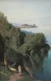 Edward Lear, Corfu From The Village Of Ascension, Lear worked with an exacting and accomplished technique in thinned oil