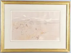 Edward Lear, Zante, pen and brown ink heightened with white over pencil
