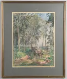 Lionel Edwards, Figures Riding On A Woodland Path