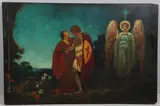 John Riley Wilmer, The Maiden, The Knight And A Guardian Angel, Oil on panel