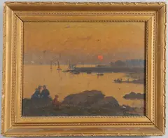 Alfred Guillou, Sunset By The Fishing Harbour
