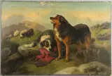George William Horlor, Guarding The Flock, oil on canvas