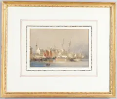Nicholas Matthews Condy, The `Harriet` Moored At Cherbourg, Watercolour with pen and ink