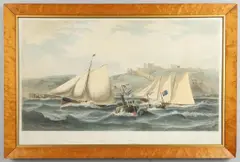 Charles Robert Ricketts, Royal Thames Yacht Club: Ocean Match From Nore To Dover - For The Queen's Cup, Tinted lithograph with hand colouring