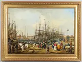 William Parrott, A Bustling Dockyard Scene