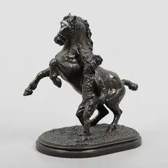 Joseph Edgar Boehm, 'SUFFOLK PUNCH' or 'STALLION & GROOM', rich dark patinated bronze