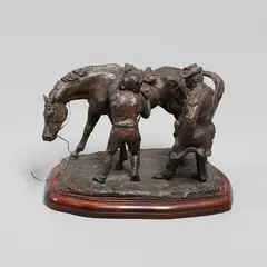 Philip Blacker, 'Racehorse With Jockey And Owner', bronze