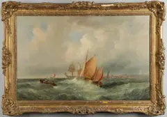 Ebenezer Colls, Sailing Vessels In Choppy Coastal Waters