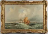 Ebenezer Colls, Sailing Vessels In Choppy Coastal Waters