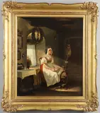 Benno Fischer, `Stillleben`: Woman Seated At A Spinning Wheel