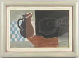 John Bromfield Gay Rees, Still Life (Mandolin And Jug), oil with sgraffito on canvas board